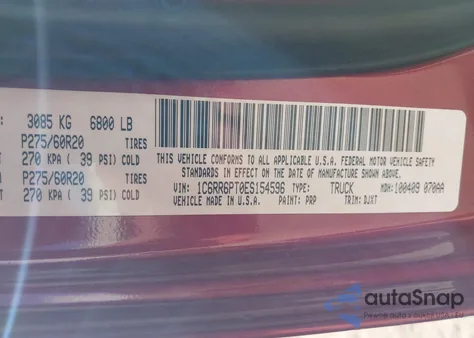 2014 Ram 1500 Longhorn из США, поврежденный, VIN 1C6RR6PT0ES154596